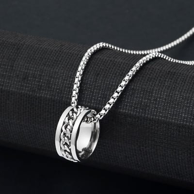 Picture of Stainless Steel Necklace Chain & Finger Ring Chain Rock Man - Silver