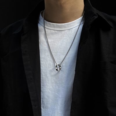 Picture of Stainless Steel Necklace Chain & Finger Ring Chain Rock Man - Silver