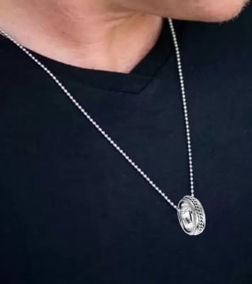 Picture of Luxury & Minimalist Flat Ring With Chain Necklace- Finger Ring & Chain
