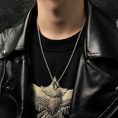 Picture of Fashionable Finger Ring With Necklace For Men- Man's Fashionable Ring & Chain - Silver
