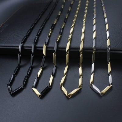 Picture of Stylish Chain for Men Rice Pattern Plated Stainless Steel Chain