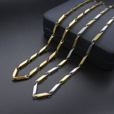 Picture of Classic Style Stainless Steel Rice Chain Necklace for Men