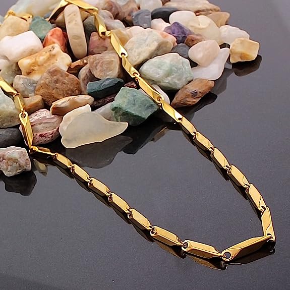 Picture of Nakabh Stainless Steel Rice Chain for Men and Boys - Gold