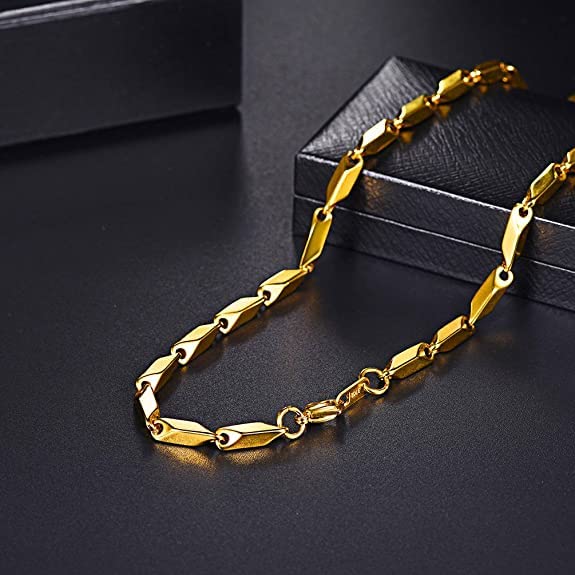 Picture of Nakabh Stainless Steel Rice Chain for Men and Boys - Gold
