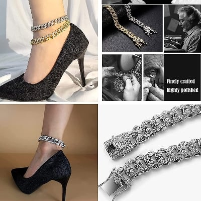 Picture of Men Women Fashion Bracelet Hiphop Cuban Chain Paved Rhinestones Bracelet