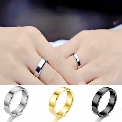Picture of Men and Women Simple Fashion Cool Polishing Ring Silver Gold Black Blue Titanium Steel Ring