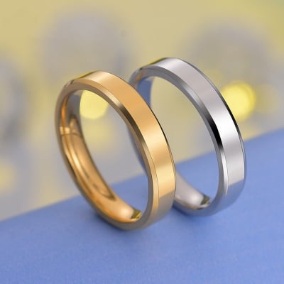 Picture of Men and Women Simple Fashion Cool Polishing Ring Silver Gold Black Blue Titanium Steel Ring