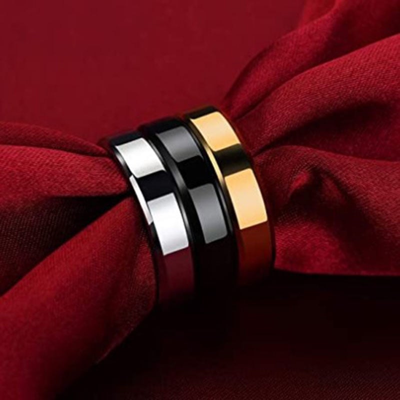 Picture of Men and Women Simple Fashion Cool Polishing Ring Silver Gold Black Blue Titanium Steel Ring