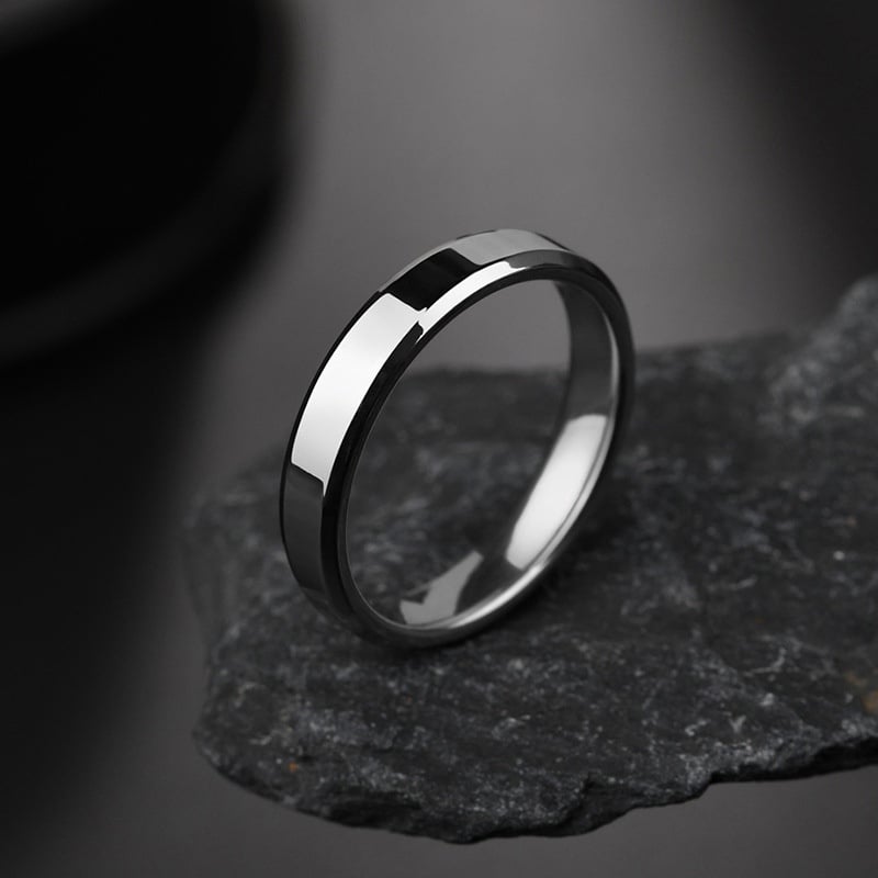 Picture of Men and Women Simple Fashion Ring Silver Gold Black Blue Titanium Steel Ring - Silver