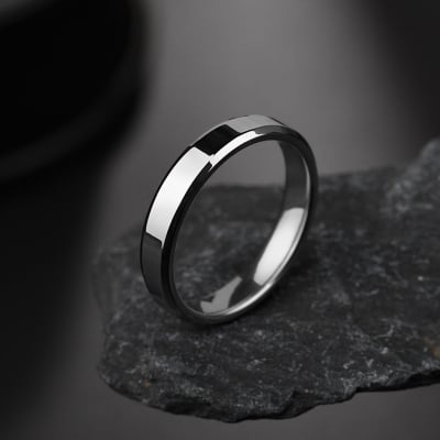 Picture of Men and Women Simple Fashion Ring Silver Gold Black Blue Titanium Steel Ring - Silver