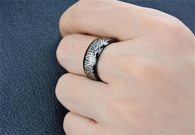 Picture of Religious Muslim Islamic Ornaments Halal Rings Couple Ringsshahada-kalima-ring - Black