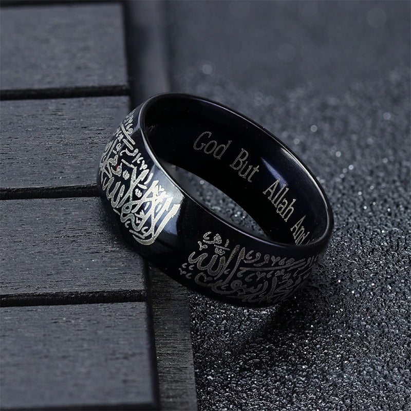 Picture of Religious Muslim Islamic Ornaments Halal Rings Couple Ringsshahada-kalima-ring - Black