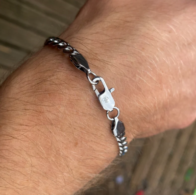 Picture of Plated Bracelet For Man-Fashion Steel Bracelet For Man - Silver