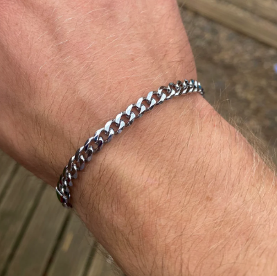 Picture of Plated Bracelet For Man-Fashion Steel Bracelet For Man - Silver