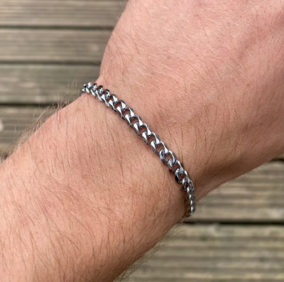Picture of Plated Bracelet For Man-Fashion Steel Bracelet For Man - Silver