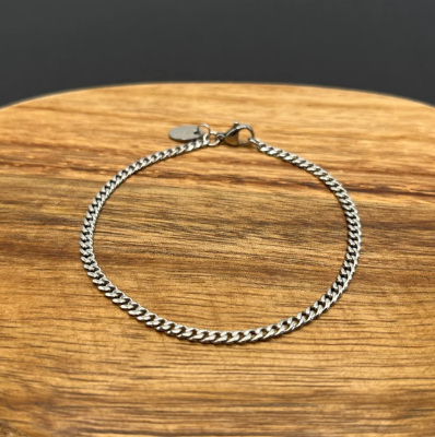 Picture of Attractive Slim Bracelet For Men-Best Bracelet - Silver
