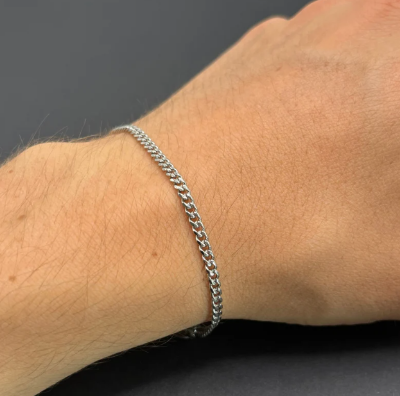 Picture of Attractive Slim Bracelet For Men-Best Bracelet - Silver