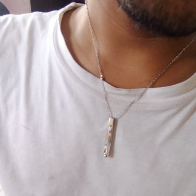 Picture of Stainless Steel Chain Necklace For Men- Finger Ring With Necklace - Silver