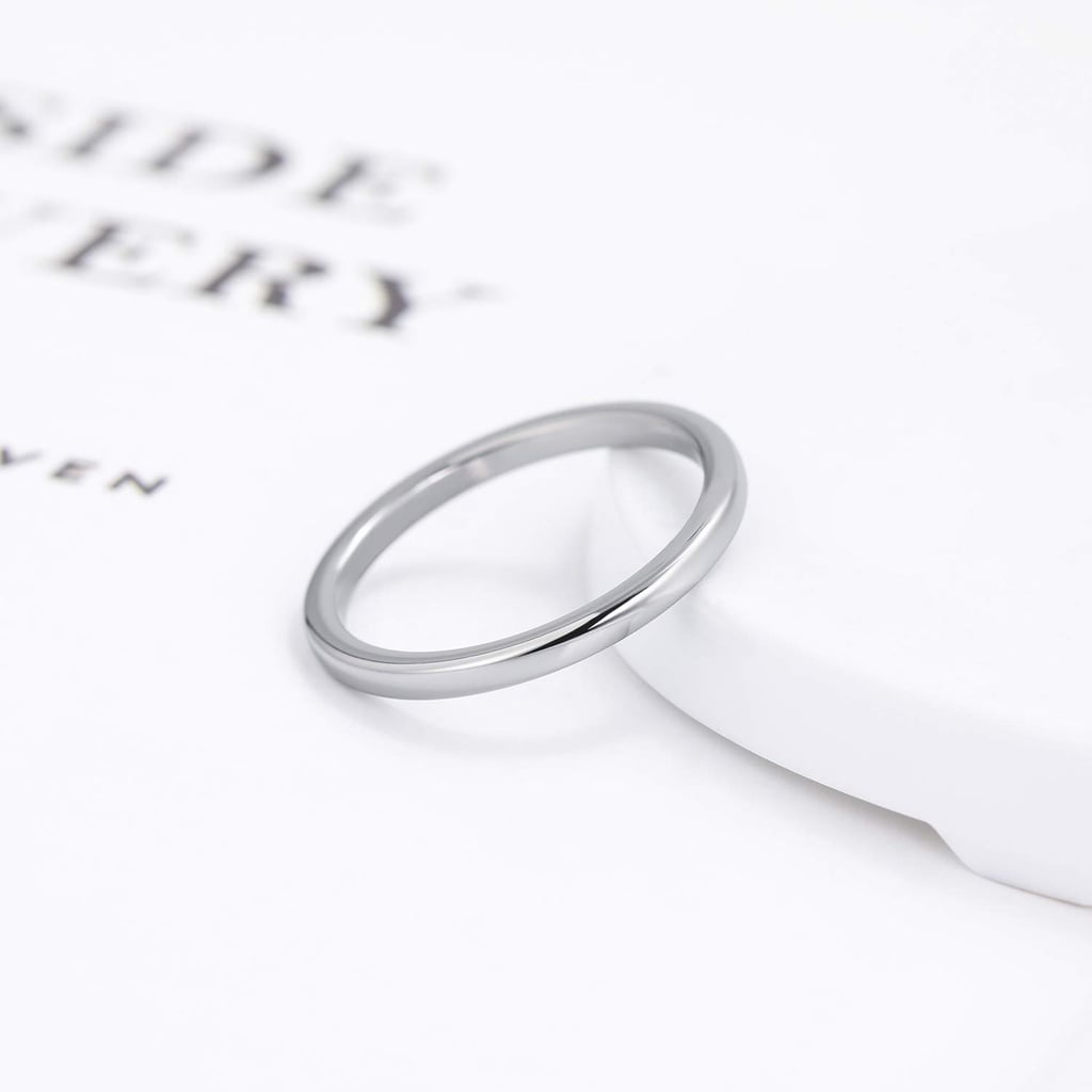 Picture of Fashion Simple 2MM Thin Titanium Steel Color Couple Ring - Silver
