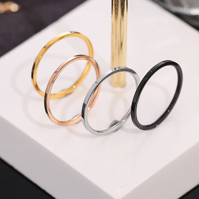 Picture of Stainless Steel 2mm Thin Rings Simple Design Alloy Finger Jewelry Stylish Women