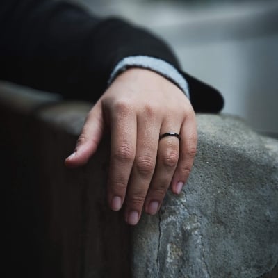 Picture of Fashion Simple 2mm Stainless Steel ThinRings For Women And Men / Ladies Smooth Fine Thin Finger Ring - Black