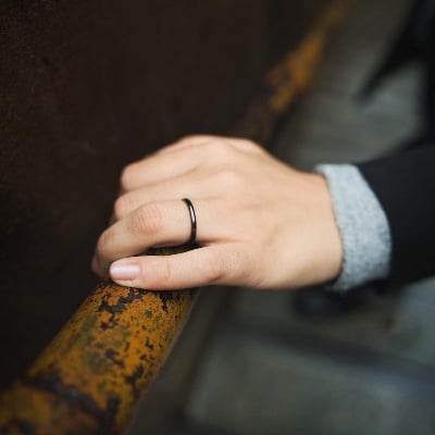 Picture of Fashion Simple 2mm Stainless Steel ThinRings For Women And Men / Ladies Smooth Fine Thin Finger Ring - Black