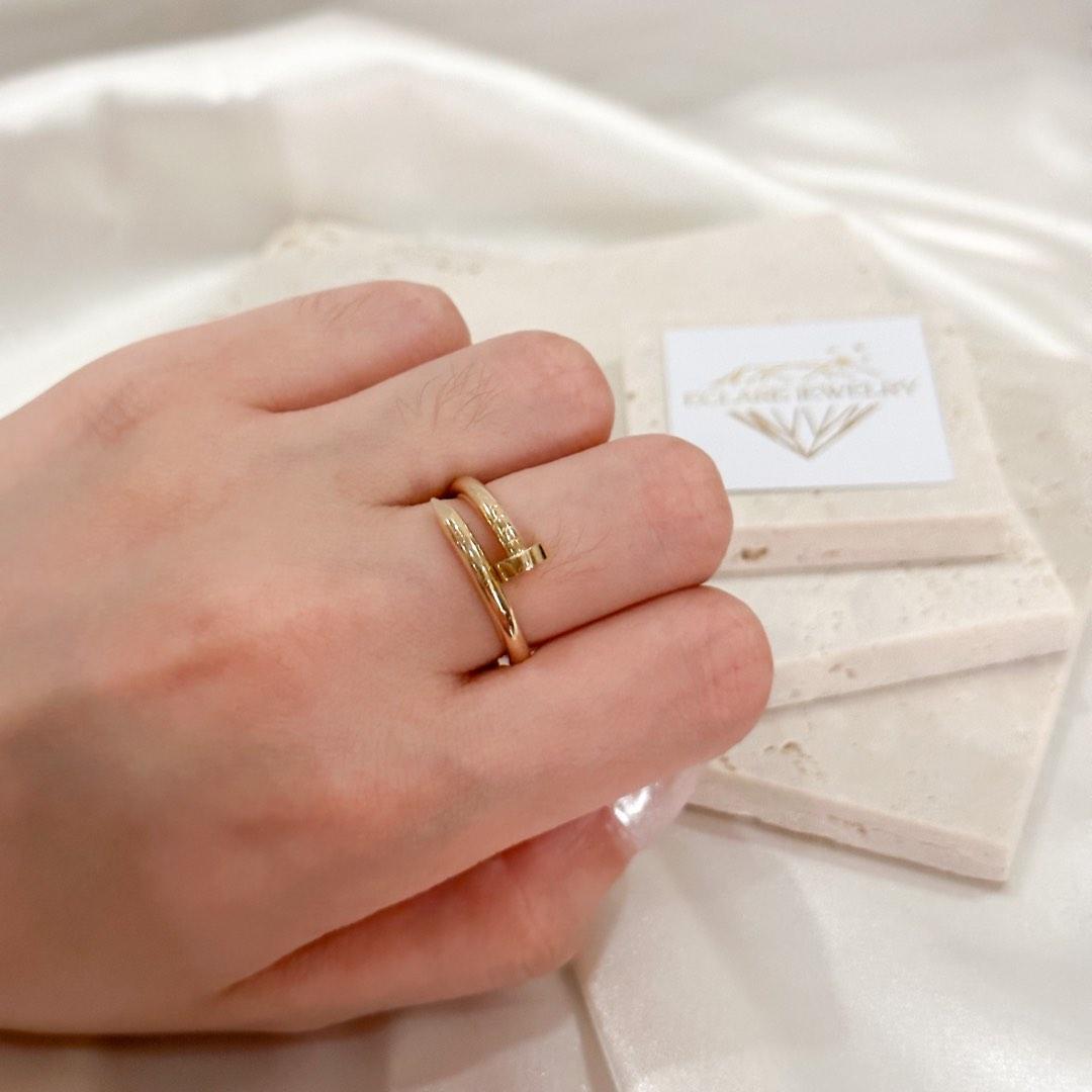 Picture of Stainless Steel Ring Fashion Jewelry Chain Ring- Chain Finger Ring - Gold
