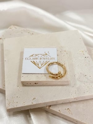 Picture of Stainless Steel Ring Fashion Jewelry Chain Ring- Chain Finger Ring - Gold