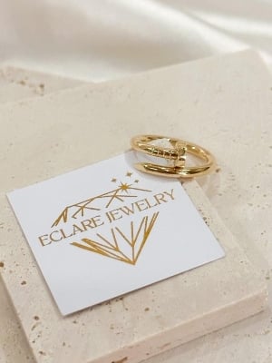Picture of Stainless Steel Ring Fashion Jewelry Chain Ring- Chain Finger Ring - Gold