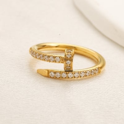 Picture of Steel Chain Finger Ring- Fashionable Man's Finger Ring - Gold