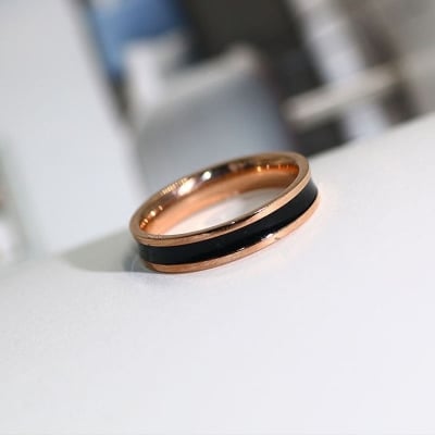 Picture of Stylish Stainless Steel Ring For Women- Fashion Finger Ring - Black