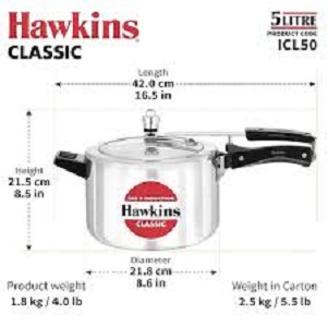 Picture of Hawkins IC Classic pressure cooker 5 Liter INDUCTION Multicolor