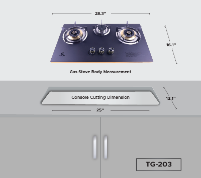 Picture of Gazi Smiss Gas Stove - High Quality Tempered Glass - TG - 203 (Natural Gas) (Best Price)