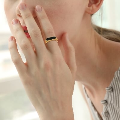 Picture of Finger Ring For Women- Stainless Steel Finger Ring For Women - Gold