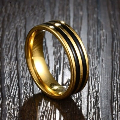 Picture of Finger Ring For Men- Stainless Steel Finger Ring For Men - Gold