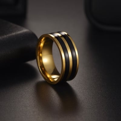 Picture of Finger Ring For Men- Stainless Steel Finger Ring For Men - Gold