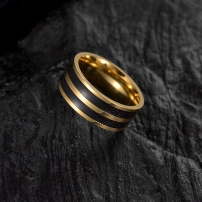 Picture of Finger Ring For Men- Stainless Steel Finger Ring For Men - Gold