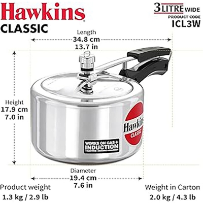Picture of Hawkins IC Classic pressure cooker 3 Liter INDUCTION Multicolor