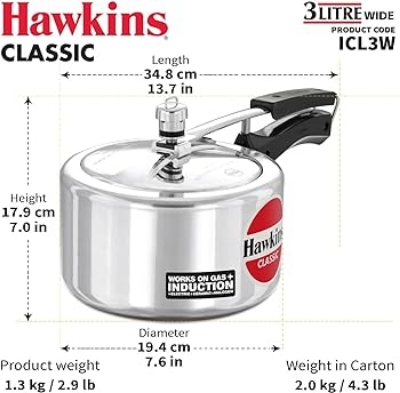 Picture of Hawkins IC Classic pressure cooker 3 Liter INDUCTION Multicolor