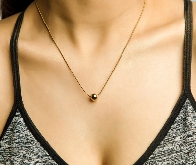 Picture of Stainless Steel Necklace Chain Link Punk Rock- Fashion Locket - Gold