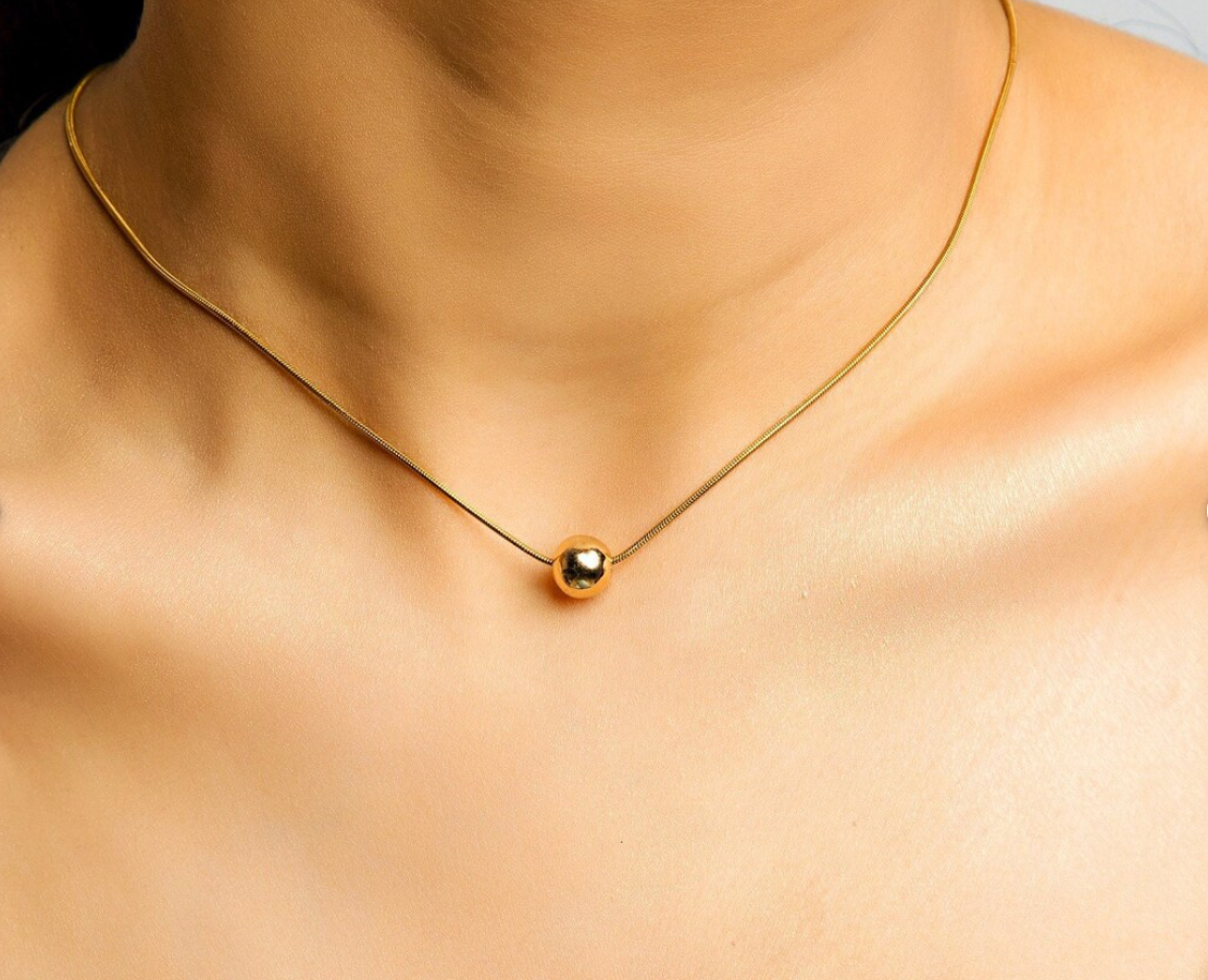Picture of Stainless steel Snake Chain Necklace Snake Necklace- Fashionable Locket - Gold, 