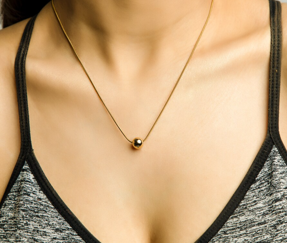 Picture of Simple Fashionable Necklace Necklace- Fashion Chain Locket - Gold, 
