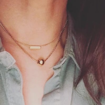 Picture of Stainless Steel Necklace Chain Link Punk Rock- Fashion Locket - Gold, 