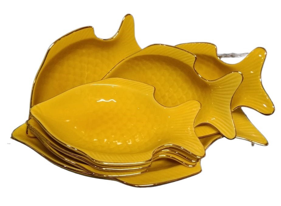 Picture of New fish design 7 Pcs Sweet Bowl Set Including Serving Dish , Oven Proof porcelain Ceramic Porcelain Snack Bowl Set,Ceramic Firni Set & bati, Soup & Firni Bati Multicolor