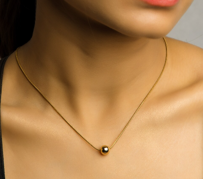 Picture of Luxury & Flat Snake Chain Necklace Fashion Locket- Fashionable Locket - Gold, 