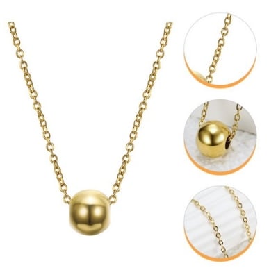 Picture of Fashionable Rounded Snake Chain Necklace-FashionAble Snake Chain - Gold