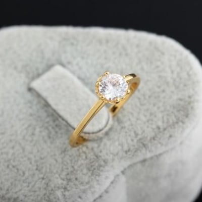 Picture of Fashionable Zircon Alloy Plated Platinum Zircon Finger Ring - Gold