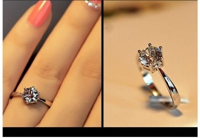 Picture of Silver Color Plated Stone Finger Ring for Women - Silver