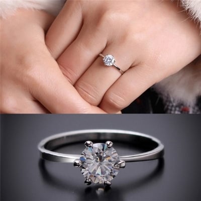 Picture of Gift Party or Engagement wedding Band ring for women - Silver