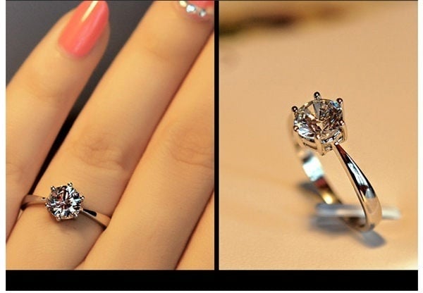 Picture of Love Crystal Woman Finger Ring- New Fashion Finger Ring - Silver